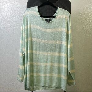G by Giuliana Women’s Green Striped Long Sleeve Top Size 2X